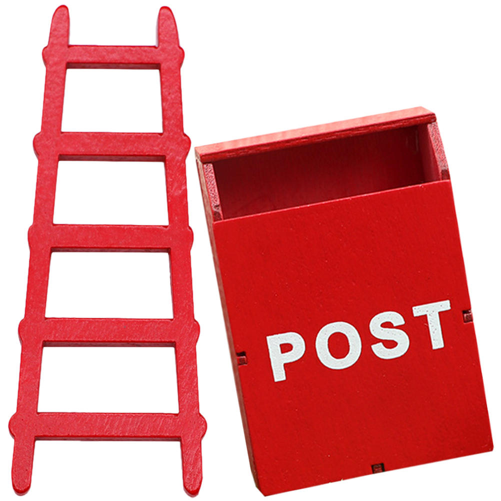 OUNONA 1 Set of Decorative Mini Ladder Red Wood Home Decoration for Parents and Children