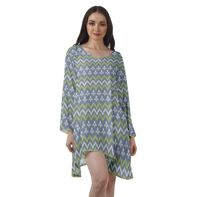 Moomaya Chemise à Manches Longues Femme Imprimée Robes Grande Taille Rayonne Tuniques Courtes