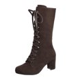 thumbnail image 2 of LSLJS Women Retro Shoes Casual Thick Low-heeled Plus Size Mid Calf Lace Up, 2 of 9