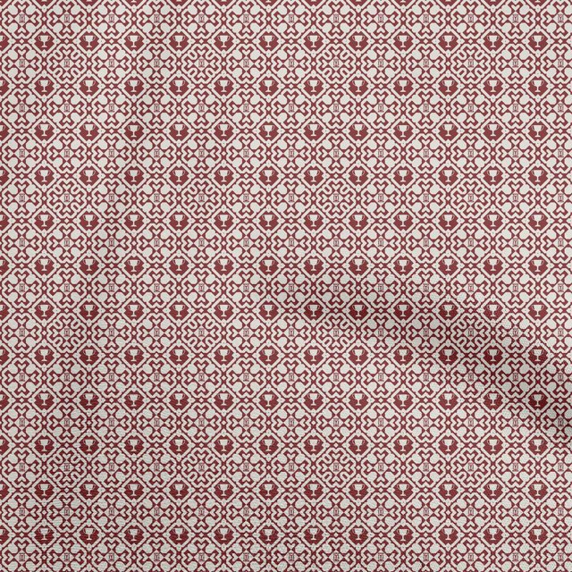 oneOone Rayon Maroon Fabric Asian Block Craft Projects Decor Fabric Printed By The Yard 56 Inch Wide