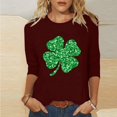 thumbnail image 1 of St. Patricks Day Ladies' St. Patricks Day Printed Round Neck Three Quarter Sleeve 3/4 Sleeve T-Shirt Loose Top, 1 of 6