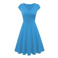 thumbnail image 2 of Robes pour Femmes 2024 Été Surdimensionnée Décontractée Couleur Décontractée Manches Courtes Col en V Robe Ample Rabais de 50 % Liquidation!, 2 of 3
