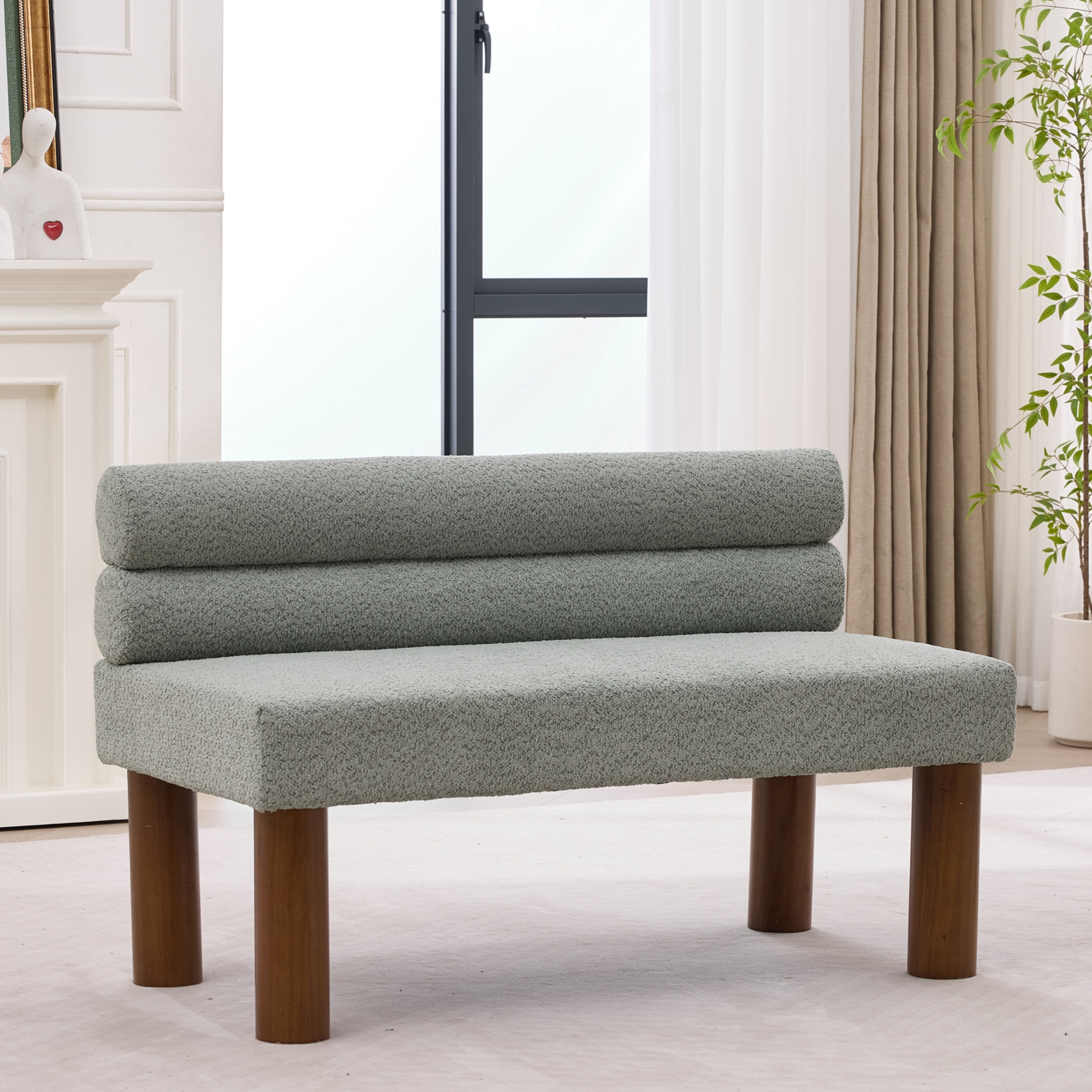 Noble House Oversized Modern Minimalist Bench,Armless Design with Wooden Frame,Green