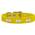 thumbnail image 1 of White Bow Widget Genuine Leather Dog Collar Yellow 22, 1 of 1