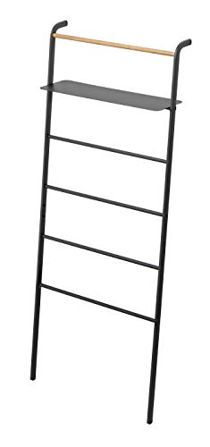 YAMAZAKI home Tower Leaning Ladder With Shelf Black