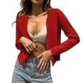 thumbnail image 1 of HBFAGFB Short Cardigan Womens Fashion and Vintage Ribbed Button Down Knitted Sweater Red Size L, 1 of 5