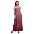 thumbnail image 1 of Bimba Robe Longue Maxi à Imprimé de Feuilles de Laurier pour Femme, Corsage Smocké - Très Petit, 1 of 7