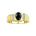 thumbnail image 1 of Rylos 14K Yellow Gold Classic 8X6MM Oval Onyx & Sparkling Diamond Ring - Birthstone Jewelry for Men -Size 9, 1 of 7