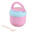 thumbnail image 2 of Portable Mini Soup Cup, Insulated Cereal Bowl for Office Breakfast, Leak-Proof Bento Container with Spoon for Takeaway Snacks Milk, Pink, 2 of 2