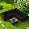 thumbnail image 1 of Costway 6PCS Patio Rattan Furniture Set Cushioned Sofa Coffee Table Black, 1 of 8