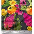 thumbnail image 1 of Soimoi Gray Poly Georgette Fabric Leaves & Floral Decor Fabric Printed BTY 42 Inch Wide, 1 of 3