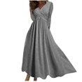 thumbnail image 2 of Pisexur Robe à Manches Longues à Col en V pour Femme Automne Hiver Décontractée Ample Couleur Unie Robe Longue à Manches Longues à Col en V Robe pour Femme, 2 of 6