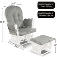 thumbnail image 3 of Costway Glider and Ottoman Cushion Set Wood Baby Nursery Rocking Chair Grey, 3 of 10