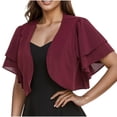 thumbnail image 1 of Meichang Boléro d'Été pour Femme en Mousseline, Ouvert à l'Avant, Transparent, à Manches Courtes, Cardigan Court pour Robe de Soirée 2024 Bordeaux S, 1 of 6