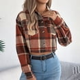 thumbnail image 4 of Soki Corduroy for Women Cropped Shacket Jacket Fashion Plaid Button Down Shirt Fall Coat Tops, 4 of 8