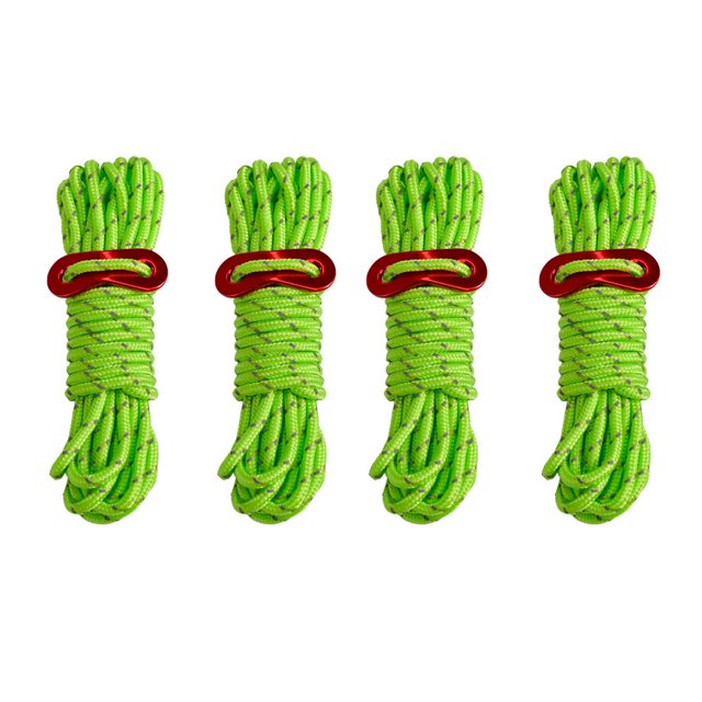 QualitChoice 4X Corde de Corde Réfléchissante Corde de Haute Résistance Finition Fine Multicolore Camping Universel Fournitures Vert 1 Pc