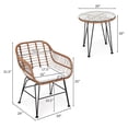 thumbnail image 4 of Costway 3PCS Patio Rattan Bistro Set Coffee Table Armchair Garden Black Cushion, 4 of 10
