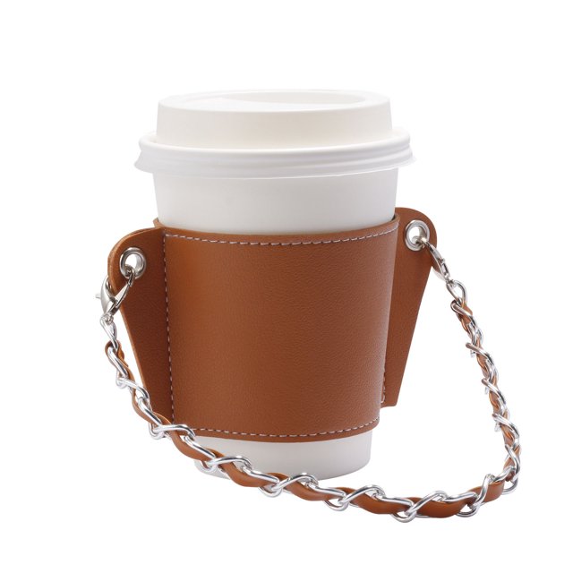 XZNGL Chain Portable Coffee Cup Cover Leather Beverage Handbag Heat Insulation Hot Separation Cup Cover Hanging Portable