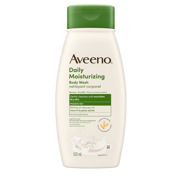 Aveeno Daily Moisturizing Body Wash for Dry, Sensitive Skin with Prebiotic Oat, Hydrating Oat Body Wash Nourishes Dry Skin & Gently Cleanses, Light Fragrance, Sulfate-Free