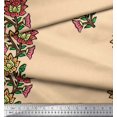 thumbnail image 2 of Soimoi Polyester Crepe Fabric Leaves & Floral Block Printed Fabric 1 Yard 52 Inch Wide, 2 of 3