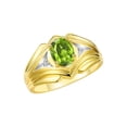 thumbnail image 4 of RYLOS Men's Rings Yellow Gold Plated Silver Rings Classic Designer Style 9X7MM Gemstone &  Diamond Ring Peridot August Birthstone Rings For Men, Size 12, 4 of 7