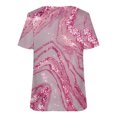 thumbnail image 3 of T-shirt Ample Décontracté à Col en V à Manches Courtes pour Femmes avec Imprimé, 3 of 5