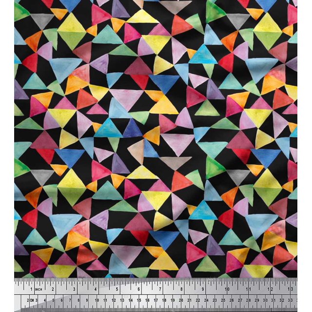 Soimoi Rayon Fabric Triangle Geometric Fabric Prints by Yard 56 Inch Wide