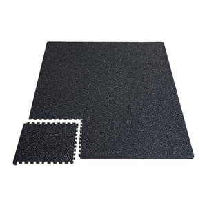 KFFKFF 0.56 Inch Thick Gym Floor Mats, 25 Tiles Rubber Top with EVA Foam, 25" x 25" Gym Flooring Workout Mats with 100sq.ft Coverage, Interlocking Puzzle Gym Mats
