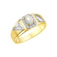 thumbnail image 4 of RYLOS Men's Rings Yellow Gold Plated Silver Classic 7X5MM Oval Gemstone & Diamond Ring Opal October Birthstone Rings For Men Size 9, 4 of 7