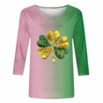thumbnail image 4 of Meichang T-Shirts à Manches 3/4 pour Femmes, T-Shirts Graphiques Chanceux pour la Saint-Patrick, Col Rond, Coupe Ample, T-Shirts de Vacances Irlandais, 4 of 5