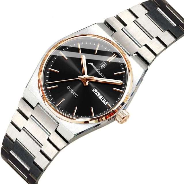 POEDAGAR Luxury Watch for Woman Quartz Waterproof Luminous Date Week Stainless Steel Watches Clock