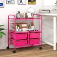 thumbnail image 4 of Costway Rolling Storage Cart with 4 Drawers & 2 Shelves Multipurpose Plastic Trolley on Wheels Hot Pink, 4 of 10