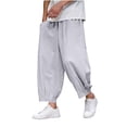 thumbnail image 1 of Enjoytime Men Pants Solid Color Elastic Waist Drawstring 7/8Th Trousers Lightweight Work Casual Pants with Pockets Gray M, 1 of 4