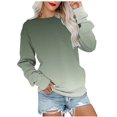 thumbnail image 1 of IROINID Liquidation T-Shirts à Manches Longues pour Femmes T-shirt Ample Imprimé Blouse Col Rond Hauts de Détente Chandail à Capuchon, Vert, 1 of 5
