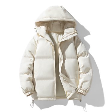Pisexur Winter Coats for Women Woman Casual Faddish Solid Long Sleeves Zipper Hooded Outwear Sports Coat Jacket Beige,M