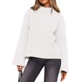 thumbnail image 4 of Women'S Long Sleeve Ribbed Knit Loose Pullover Sweater Tops Fuzzy Knit Casual Chunky Fall Outfits Clothes White L, 4 of 9