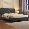 thumbnail image 1 of Yaheetech Upholstered Platform Bed with Tufted Headboard and Wooden Slat Support, Queen, Dark Gray, 1 of 6