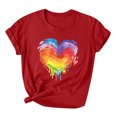 thumbnail image 1 of RKSTN Chemise de Fierté pour Femmes LGBT Coupe Ample Décontractée Tops Égalité Inspirante Été Mignon Cœur Imprimé Manches Courtes Col Rond Chemise de Fierté, 1 of 3