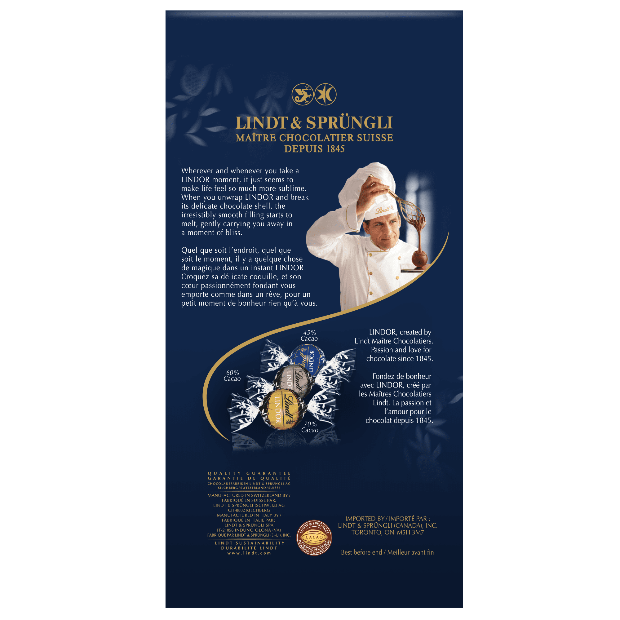 Truffes LINDOR assorties au chocolat noir de Lindt – Sachet (240 g)