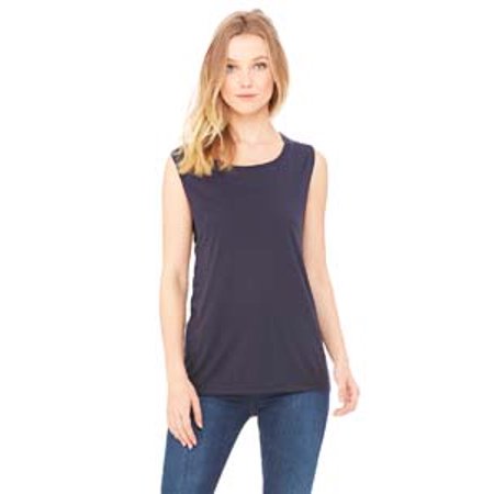 Bella Canvas Womens Flowy Scoop Blended Muscle Tank, L, Midnight