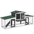 thumbnail image 1 of PawHut Rabbit Hutch Outdoor with Double Runs, Tray, Wood Bunny Cage, Gray, 1 of 10