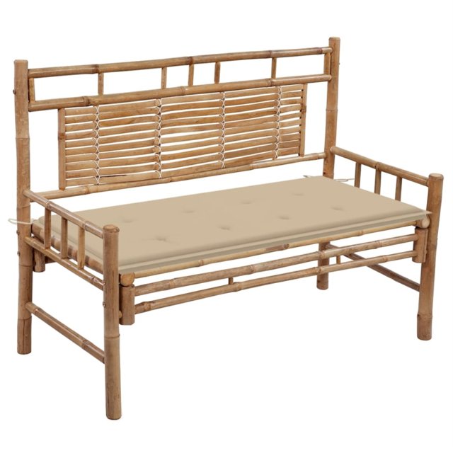 vidaXL Banc de Jardin avec Coussin 120 cm Bambou