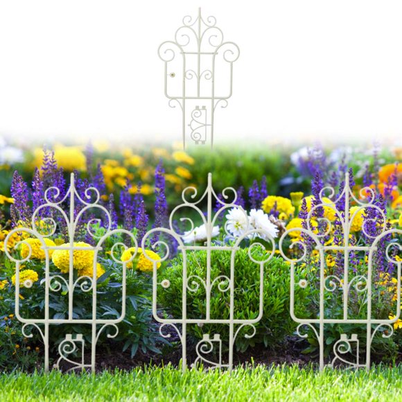 Stackable Garden Fence and Climbing Plant Support - Tool-Free Installation, Durable Plastic Fencing for Lawn Edging, Flowerbeds, and Decorative Borders