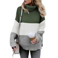 thumbnail image 1 of RKSTN Sweaters for Women Winter Casual Turtleneck Pullover Blouse Knitting Long Sleeve Patchwork Tops Sweaters Fall Sweaters, 1 of 7