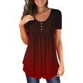 thumbnail image 1 of Baberdicy Ruched Tunic Tops for Women - Casual Short Sleeve Blouses (Leggings Matching, Spring/Summer Outfits) Red S, 1 of 5