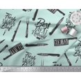 thumbnail image 2 of Soimoi Green Silk Fabric Text & Knife Kitchen Printed Fabric 1 Yard 42 Inch Wide, 2 of 3