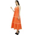 thumbnail image 4 of Bimba Femmes Robe Longue Maxi Cordon Taille Spaghetti Robes de Sangle, 4 of 9