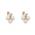 thumbnail image 1 of 2 Pieces Hairpin Headdress Flat Back Non-perforated Design Shiny Rhinestones Beautiful Pearl Flower Buckle for Dancing Party Type 8, 1 of 7