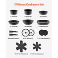 thumbnail image 2 of VEVOR 17 Piece Pots and Pans Set Granite Nonstick Kitchen Cookware Induction Black, 2 of 9
