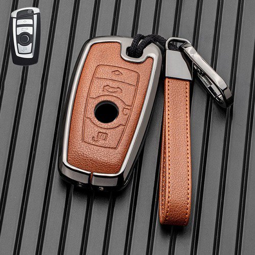 Étui Protecteur de Clé de Voiture en Alliage de Zinc, Cuir, Télécommande Intelligente de Voiture, Étui de Clé/télécommande pour BMW Série 1 3 4 5 7